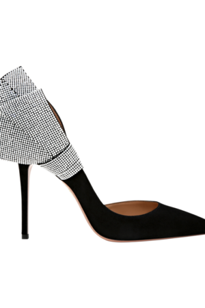 Silver Strived Black Ladies Shoe